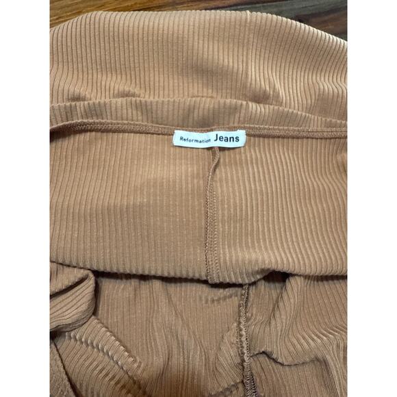 Bodycon Ribbed Knit Dress Size Large Butterscotch Back Slit Reformation Bleeker - Picture 11 of 14